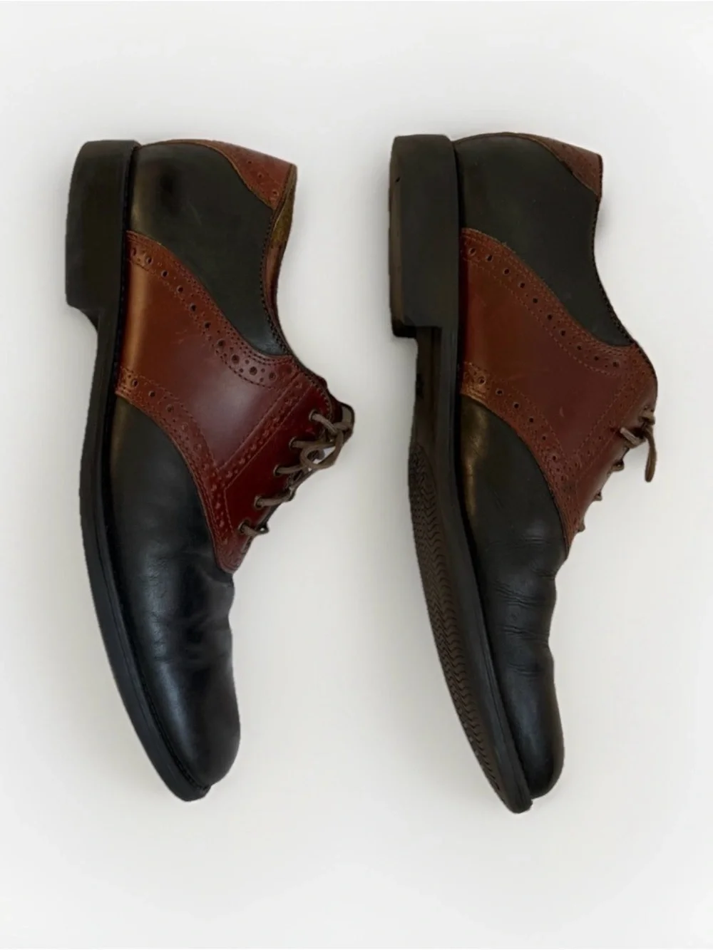 Johnston & Murphy Men’s 9M Brennan Spectator Saddle Shoes Brown Black Leather